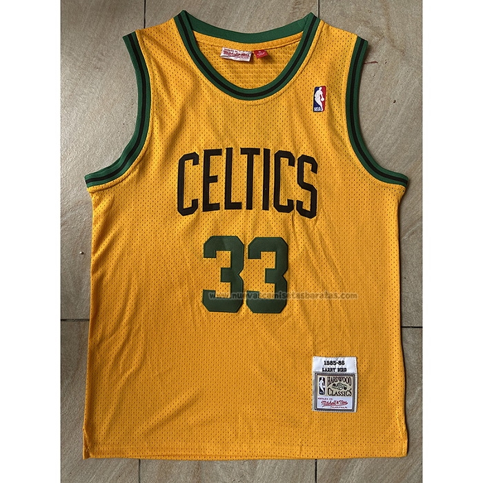 Camiseta Boston Celtics Larry Bird NO 33 Mitchell & Ness 1985-86 Amarillo